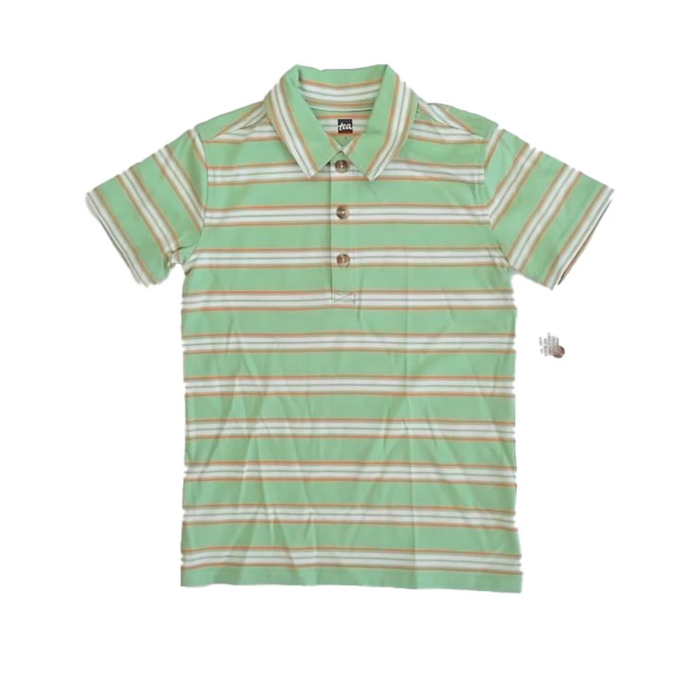 Tea Collection Boys Green Stripe Polo Shirt size: 5T